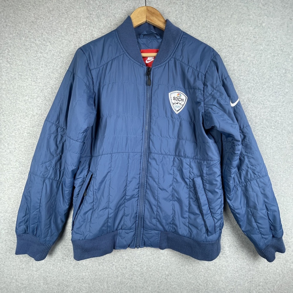 Nike Olympic Jacket Medium Sochi 2014 Team NBC Full Zip Quilted Coat Embroidered